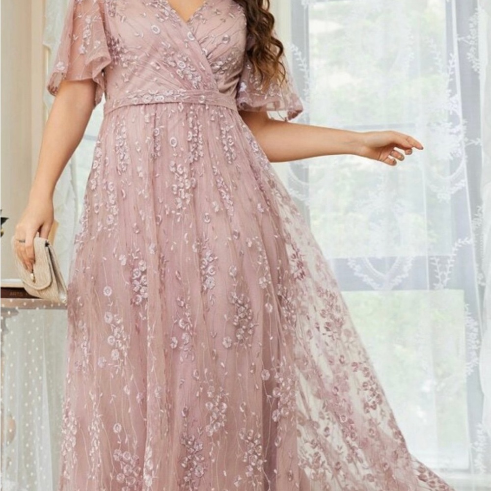Elegant Pink Floral Women Dress